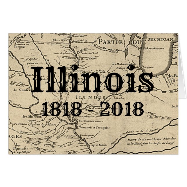 Cartão Histórica do Bicentenário do Illinois (Frente Horizontal)