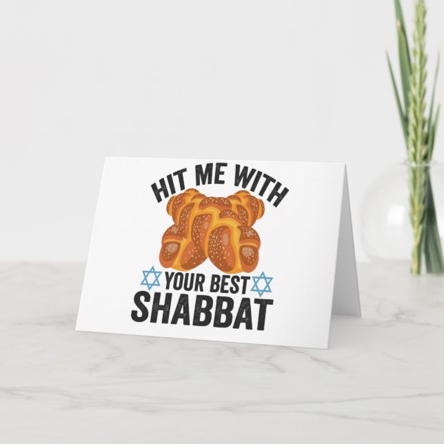 Cartão Hit me With Your Best Shabbat Funyn Hanukkah Food (Frente)