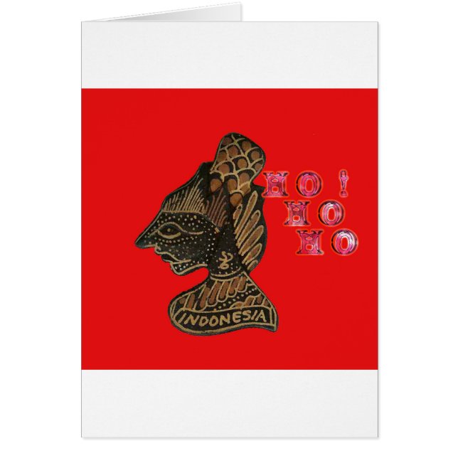 Cartão Ho Ho! Feliz Natal Indonésia, bonitinho retro vin (Frente)
