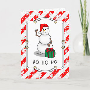 Cartão Ho Ho Feliz Papais noeis de Natal Bonito Snowman