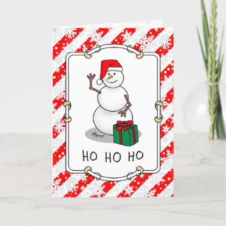 Cartão Ho Ho Feliz Papais noeis de Natal Bonito Snowman