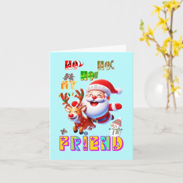 Cartão Ho Ho Ho Meu Querido Amigo (Flor Amarela)