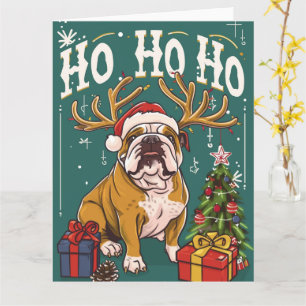 Cartão Ho Ho Inglês Buldogue Natal