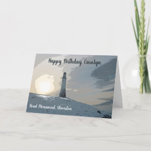 Cartão Hoad Monument, Ulverston, farol, aniversário