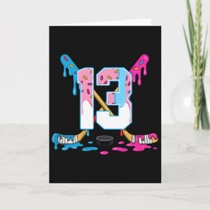 Cartão Hockey 13 Anos Sorvete Drip Aniversário de 13 anos