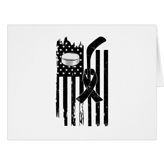 Cartão Hockey com fita rosa Sensibilização do Cancer da M (Frente horizontal)