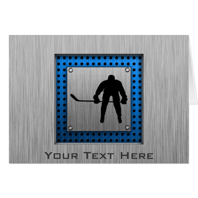 Cartão Hockey com olhar de alumínio escovado (Frente Horizontal)