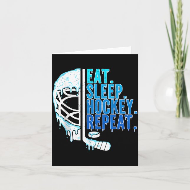 Cartão Hockey Ice Cream Drip Eat Sleep Hockey Repeat Boys (Frente)