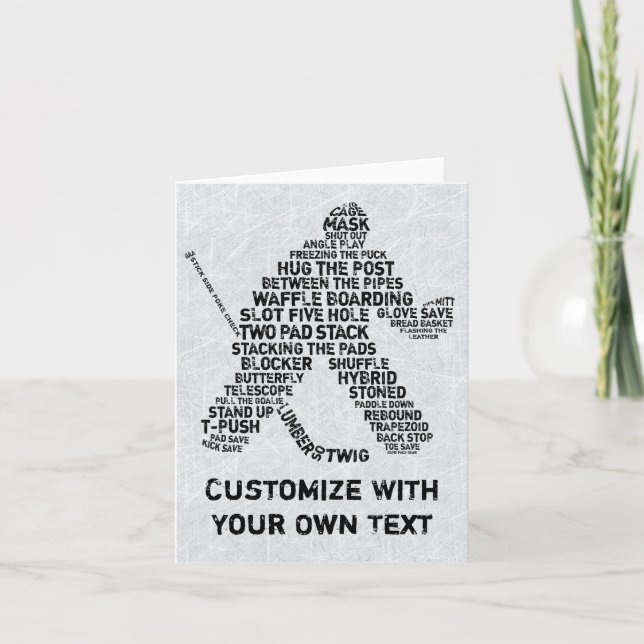 Cartão Hockey Netminder Typography Birthday Card (Frente)