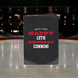 Cartão Hockey Puck Adicione seu nome e aniversário