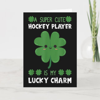 Cartão Hockey Sport Irish Clover Leaf St Patrick's Day Lu
