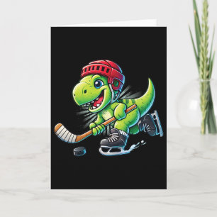 Cartão Hockeysaurus Dinossauro Hóquei no Gelo Trex Menino