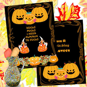 Cartão Hocus Pocus Halloween Bruxa Dourada Frame Spooky D