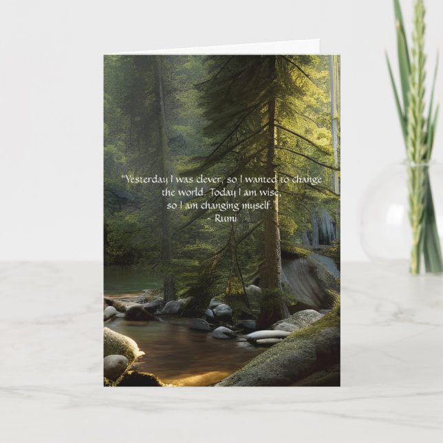 Cartão Hoje Eu Sou Sábio Rumi Citação Cênica (Frente)