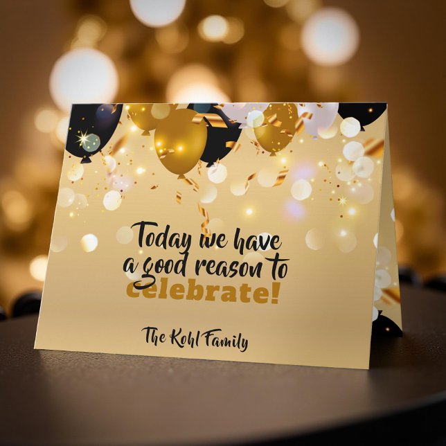 Cartão Hoje Temos Uma Boa Razão Para Celebrar O Moderno (Criador carregado)