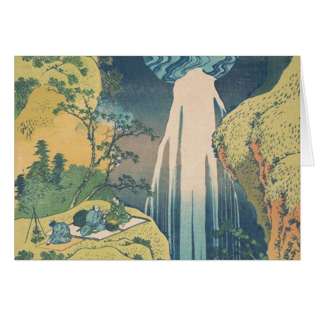 Cartão Hokusai Amida cai na cachoeira do Japão (Frente Horizontal)