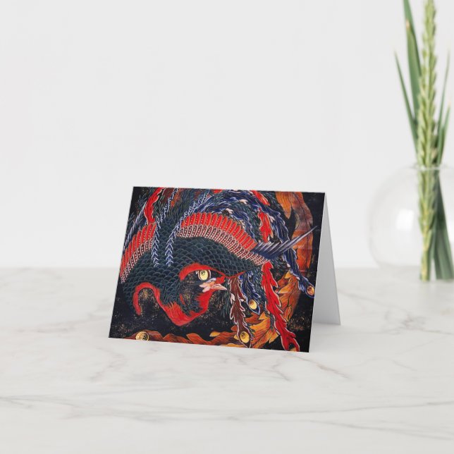Cartão Hokusai Japanese Phoenix Greeting Card (Frente)