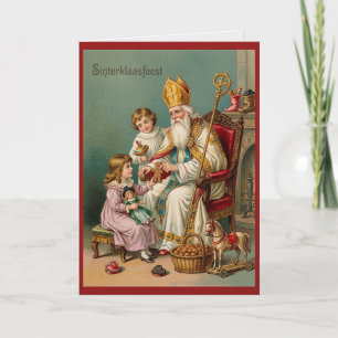 Cartão Holandês Vintage Sinterklaas São Nicolau