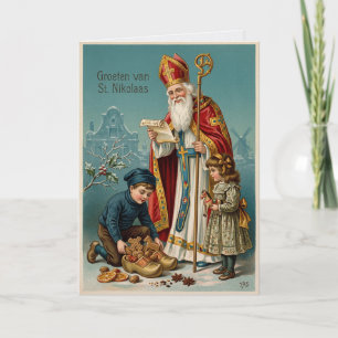 Cartão Holandês Vintage Sinterklaas São Nicolau