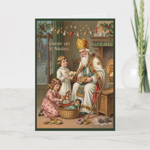 Cartão Holandês Vintage Sinterklaas São Nicolau
