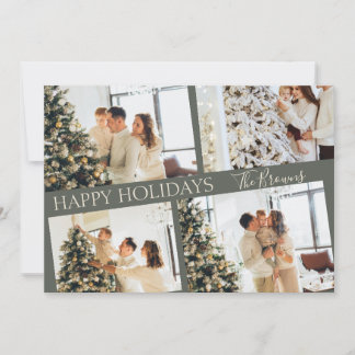 Cartão Holida de Natal da Coluna Verde Elegante Mo