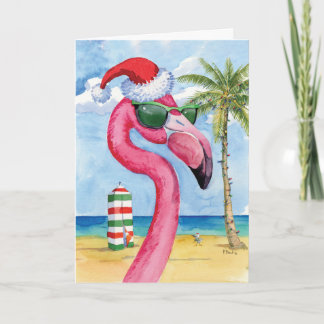 Cartão Holiday Beach Animal-Flamingo - Feliz Natal