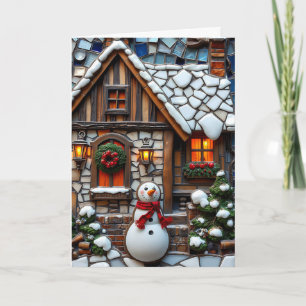 Cartão Holiday Cheer e um Mosaico Snowman Natal
