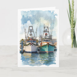 Cartão Holiday Harbor Watercolor Greeting Card