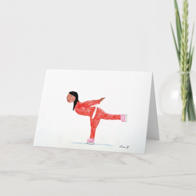 Cartão Holiday Ice Skater (Frente)