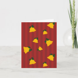 Cartão Holiday Red Gold Stripe Bells Christmas