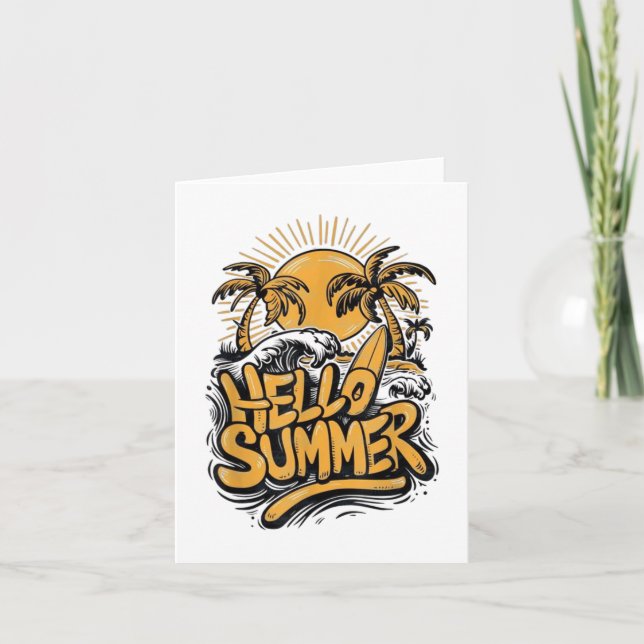 Cartão Holiday Vibe Hello Summer Sunshine Beach Ocean Bea (Frente)