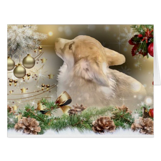 Cartão Holiday Welsh Corgi Puppy (Frente horizontal)