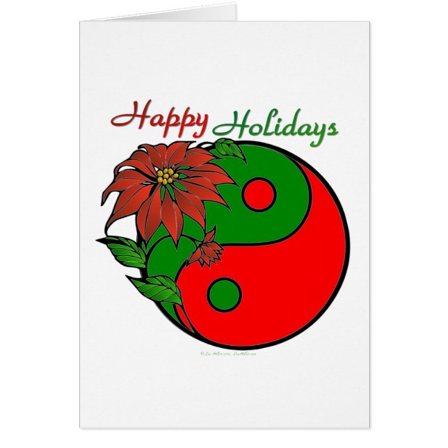 Cartão Holiday Yin Yang Poinsettia Green Red (Frente)