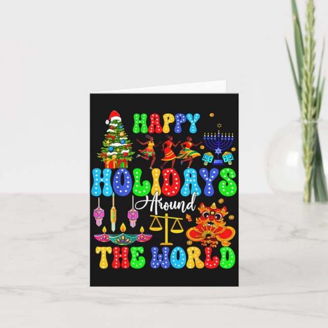 Cartão Holidays Around World Xmas Hanukkah Kwanzaa Diwali (Frente)