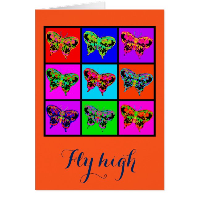 Cartão holiES - Mosaico de Borboletas Psicodélicas (Frente)