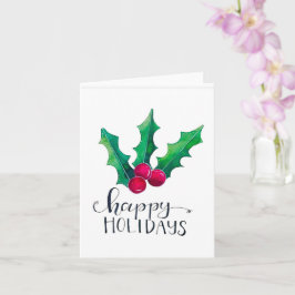 Cartão Holly Happy Holidays Folded Card