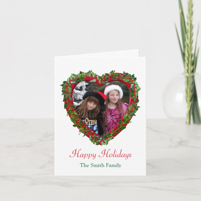 Cartão Holly Heart Holiday Card (Frente)