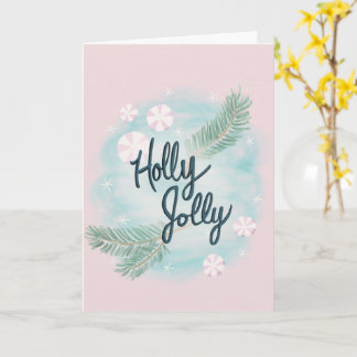 Cartão Holly Jolly - Pastel - Natal - Saudação -