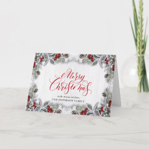 Cartão Holly & Pine Rustic Christmas Corporate Saudação C