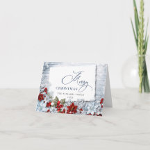 Holly & Pine Rustic Christmas PHOTO Greeting Card