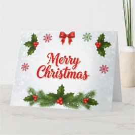 Cartão Holly & Snowflakes Merry Christmas Card