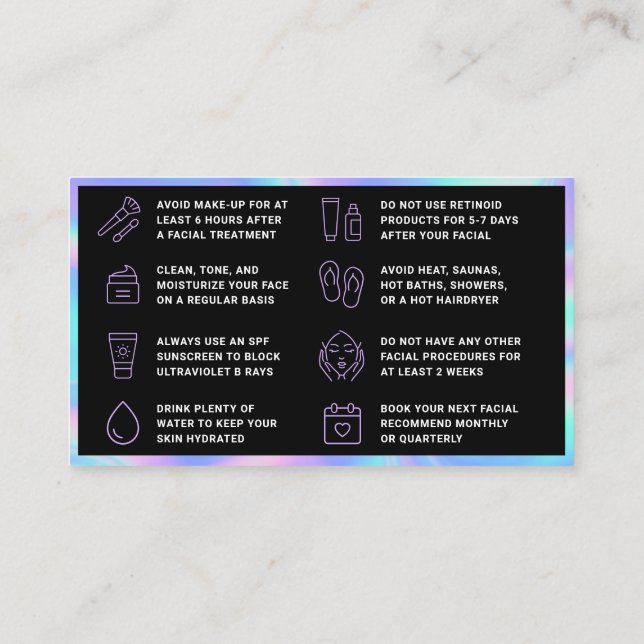 Cartão Holográfico De Elevação Da Lash E Da Tint (Verso)