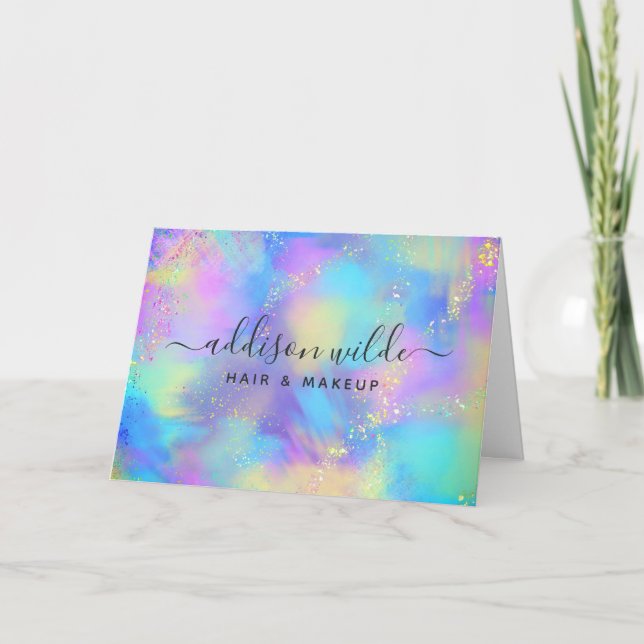 Cartão Holographic Sparkle Opal Iridescente Obrigado (Frente)