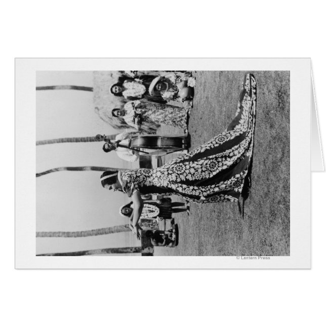 Cartão Holoku Hula Dancer com fotografia Banda no Havaí (Frente Horizontal)