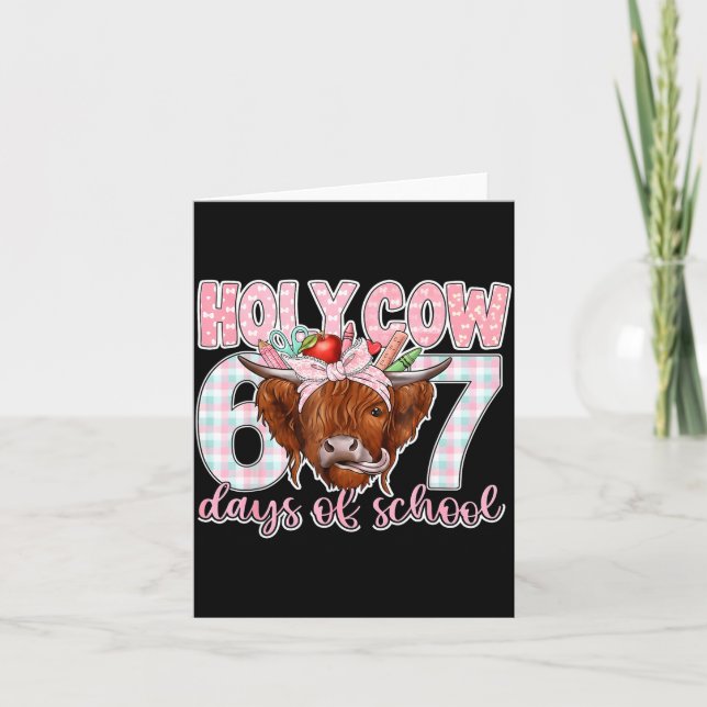 Cartão Holy Cow 67 Days Of School Teacher Six Seven Meme  (Frente)