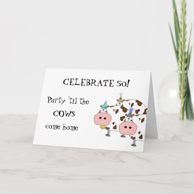 Cartão Holy Cow! Party Hat 'Any Age' Funny Birthday (Frente)