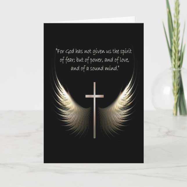 Cartão Holy Spirit Wings with Cross and Scripture Custom (Frente)