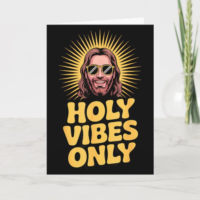 Cartão Holy Vibes Only Funny Jesus Religious Christian Fa (Frente)