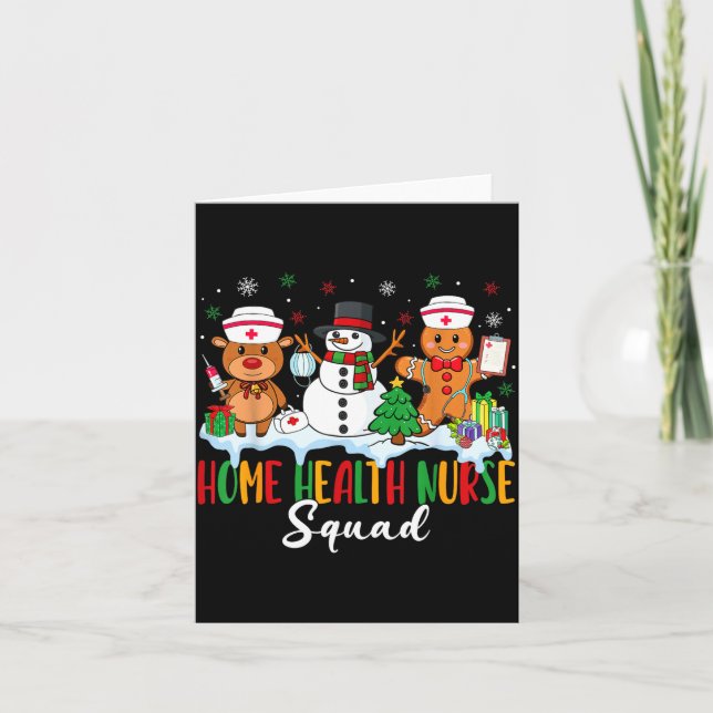 Cartão Home Health Nurse Squad Reindeer Gingerbread Chris (Frente)