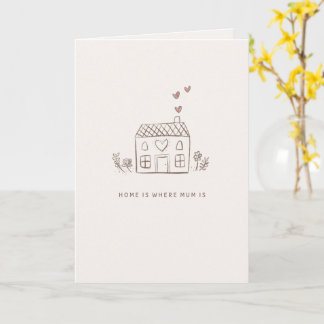 Cartão Home Is Where Mum Is Card – House Sketch Mother’s 
